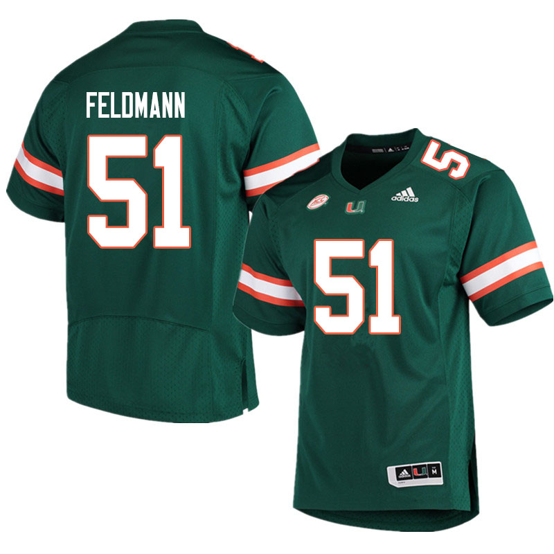Men #51 Graden Feldmann Miami Hurricanes College Football Jerseys Sale-Green